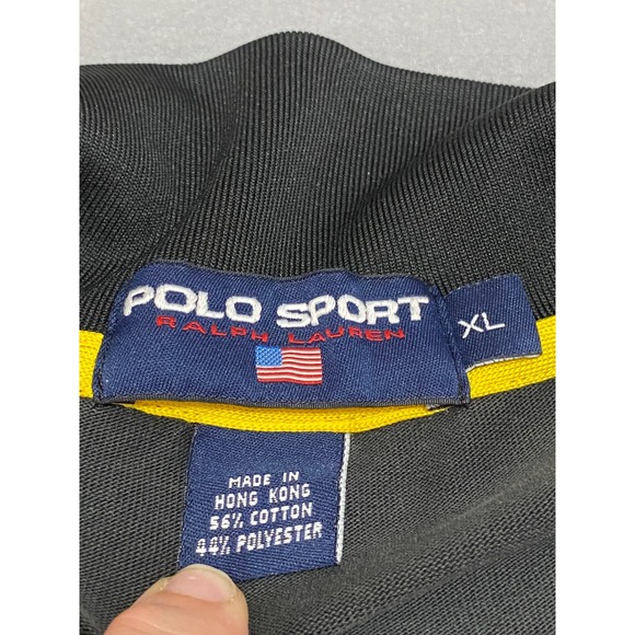 Polo Sport Ralph Lauren RL-67 Track Jacket Mens XL Black Yellow Vintage 90s Zip - Picture 2 of 11